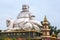 Massive white Sitting Buddha statue at Vinh Trang Pagoda, Vietnam.