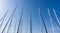 Mast against a blue sky, ship mast, marina in European city, the