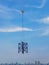 Mast crane was raised in the air