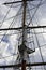 Mast and crows nest on a vintage tall sailing ship