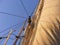 Mast of a sailing boat and blue sky