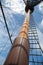 Mast on a sailing wooden ship