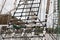 Mast of ship Detailed rigging with sails vintage sailing ship block and tackle