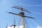 Mast, yardarms, rigging and sails