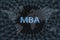 Master of business administration, MBA inscription on a dark background and a world map