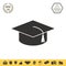 Master cap for graduates, square academic cap, graduation cap icon