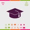 Master cap for graduates, square academic cap, graduation cap icon
