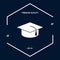 Master cap for graduates, square academic cap, graduation cap icon