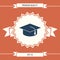 Master cap for graduates, square academic cap, graduation cap icon
