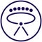 Master icon. A simple outline sign of an abstract karate belt inside a circle