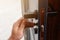 The master installs the door handle with the help of a sprocket key, installation works with the door.