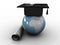 Master\'s cap for graduates in the globe. 3D