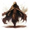 Master Of Shadows: D&d Digital Painting Of A Demon In Brown Cloak