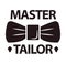 Master tailor logotype with man butterfly tie on white