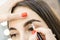 Master tinting of eyebrow hair women, brow correction