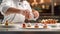 Masterful Dessert Creation: Chef\\\'s Culinary Delights in a Professional Kitchen. created with Generative AI