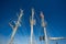 Masts of a replica of a sailing boat with speakers