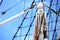 Masts and rope of sailing ship.