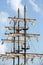 Masts and sails of huge sailing boat