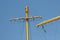 Masts, yards, cables and rigging of a large sailing ship