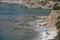 Masua Beach, Italy - August 19: Masua rocked Beach in Nebida wit