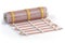 Mat electric floor heating system isolated on white. Heated warm floor. Underfloor heating