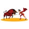 Matador fighting with a bull