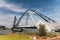 The Matagarup Bridge over the Swan River in Perth city CBD and the Optus Stadium in the distance