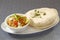 Matar kulcha or Dried yellow peas chaat with pan cooked bread