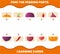 Match cartoon vegetables parts. Matching game. Educational game for pre shool years kids and toddlers