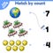 Match by count math game for kids on space theme