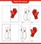 Match the halves. Match halves of Goalkeeper Gloves and Bowling Pin. Educational children game, printable worksheet, vector