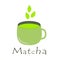 Match. A mug of hot green, oriental matcha tea. Cooking ingredients, baking and tea. Vector illustration