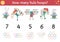 Match the numbers circus game with cute gymnasts and hula hoops. Amusement show math activity for preschool kids. Festival