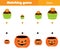 Match by size educational children game. Connect pumpkin and cupcake. Halloween activity for kids