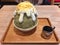 Matcha bingsu korean dessert.