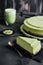 Matcha cheesecake with matcha coffee