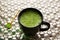Matcha green tea from Japan on stainless steel