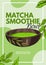 Matcha green tea Smoothie Bowl poster. Healthy milk latte. Japanese ceremony banner. Engraved hand drawn Vintage sketch