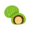 Matcha japanese dessert cartoon illustration, mochi, daifuku. Matcha green tea mochi dessert vector