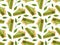 Matcha pie seamless pattern. Homemade vegan japanese green tea pastries. Piece of matcha Japanese cheesecake. Vector