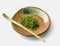 Matcha powder and chasaku bamboo spoon