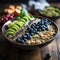 Matcha smoothie bowl with fruit and granola