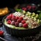 Matcha smoothie bowl with fruit and granola