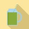 Matcha smoothie jar icon, flat style