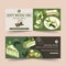 Matcha sweet banner design with choux cream, crepe cake, Mochi watercolor illustration