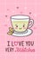 Matcha tea kawaii card