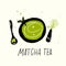 Matcha tea set. Vector doodle illustration. Japanese tea ceremony