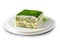 Matcha Tiramisu, Italian Tiramisu Cake with Matcha Green Tea on White Background
