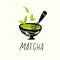 Matcha. Vector doodle illustration of matcha tea bowl